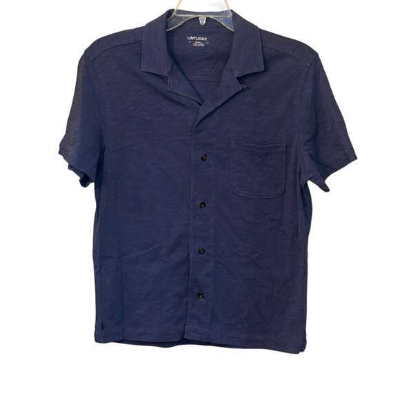 UNTUCKit Sapori Camp Blue Collar Short Sleeve Button Front Casual‎ Shirt Small - Picture 1 of 7